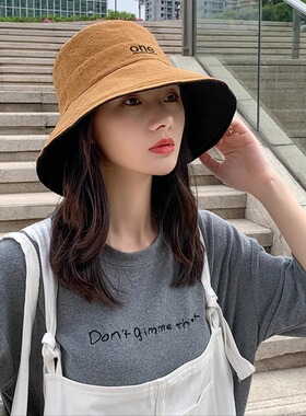 渔夫帽女新款双面遮阳防晒帽子防紫外线大帽檐出游遮脸太阳帽夏季