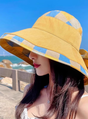 夏季渔夫帽2025防紫外线大帽檐遮阳帽女防晒韩版遮脸百搭太阳帽
