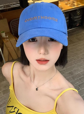 字母刺绣蓝色棒球帽女2025年春新款韩版显脸小帽子高品质鸭舌帽潮