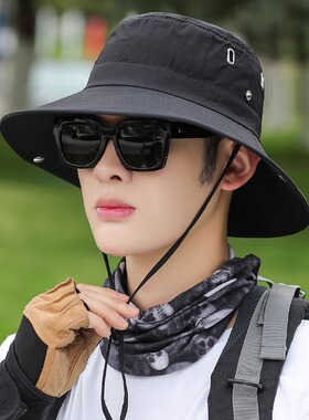 防晒帽男士夏季遮阳帽户外登山钓鱼速干渔夫帽紫外线太阳帽子男款
