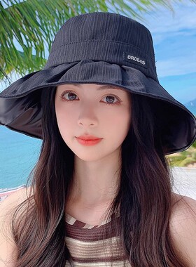 帽子女夏季渔夫帽大头围太阳帽户外遮阳帽防紫外线防晒帽大檐春秋