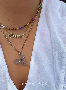 欧美小众彩色串珠笑脸项链