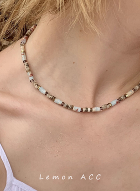 复古小众天然玉石串珠项链锁骨链