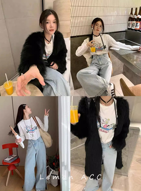 辣妹时尚长款黑皮绳项圈