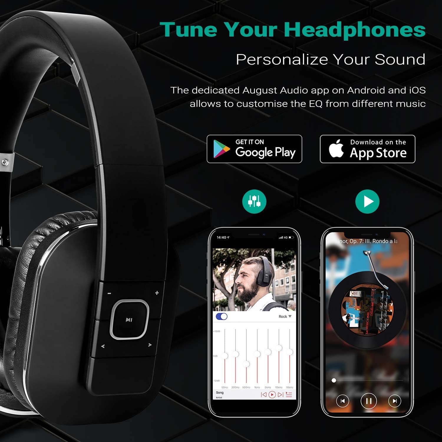 August EP650 Bluetooth Wireless Headphones with Mic/Multipo - 图1