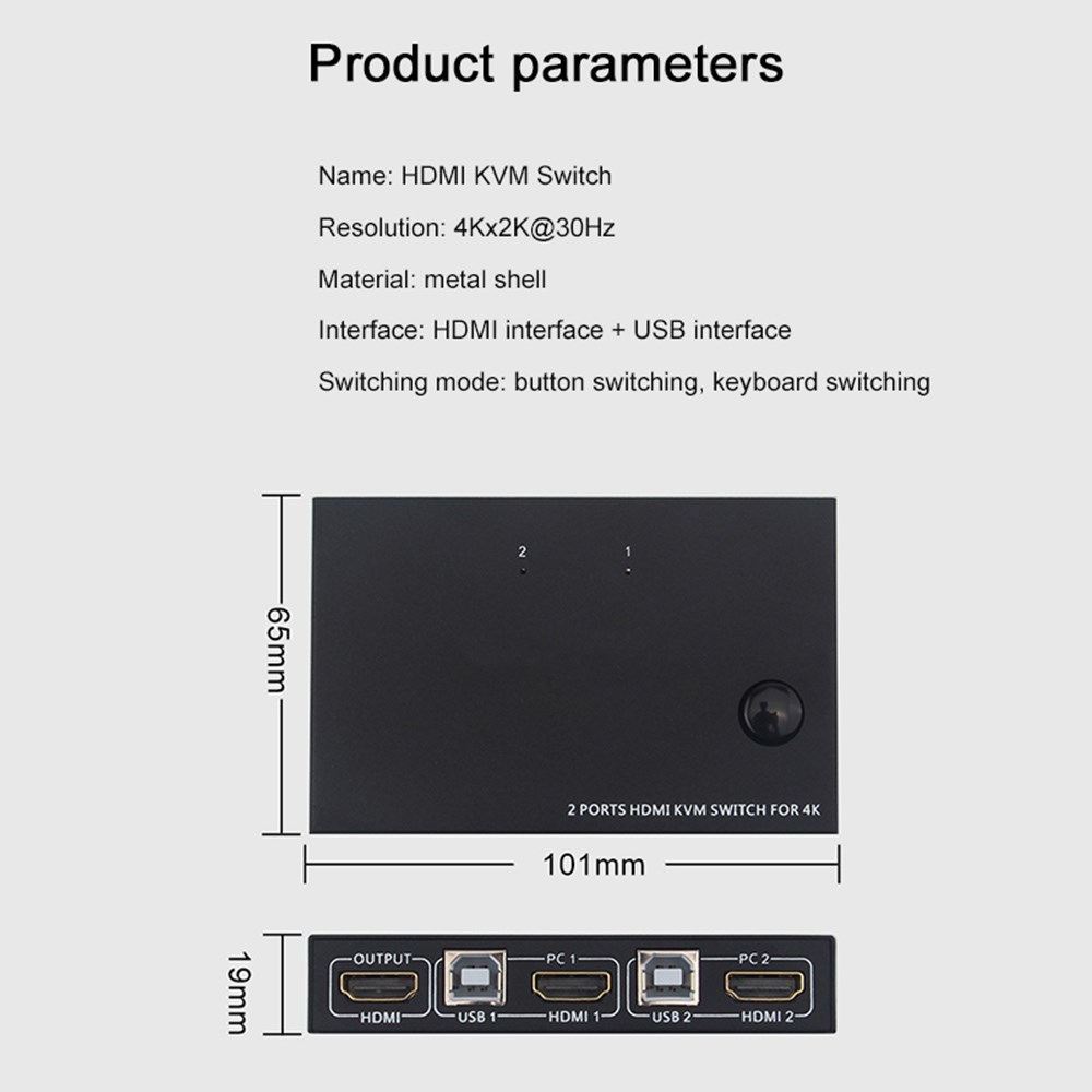 2020 HOT 2 Port HDMI USB KVM 4K Switcher Splitter for Shari - 图1