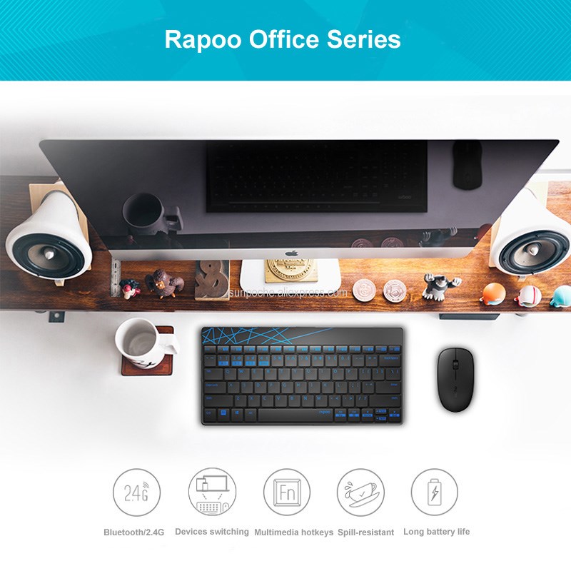 Rapoo 8000M Multi-mode Silent Wireless Keyboard Mouse Combo-图2