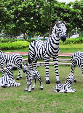 橱窗大型动物摆件仿真斑马长颈鹿老虎大象玻璃钢雕塑户外店铺装饰