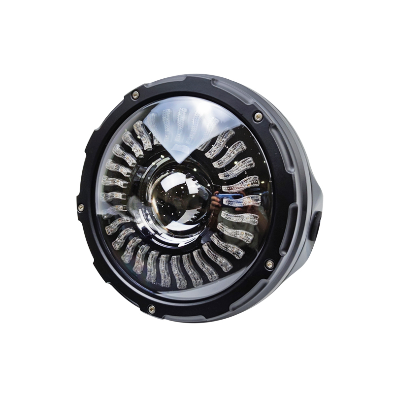 适用于豪爵TR300大灯改装复古圆灯总成摩托车LED天使眼配件无损