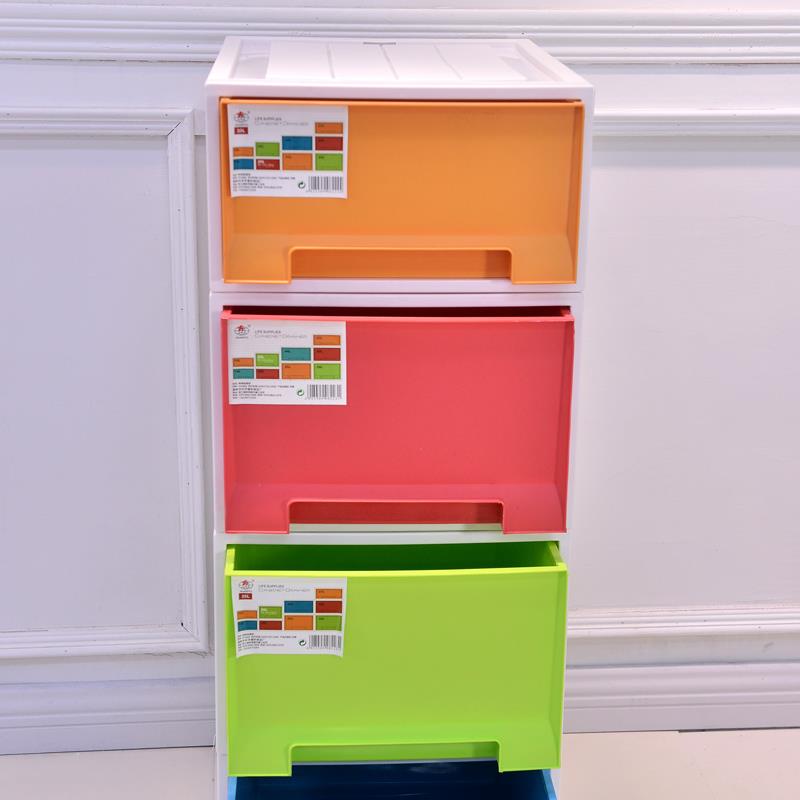 环宇单层抽屉组合式收纳柜彩色塑料衣服储物盒学校教室收纳箱整理 - 图1