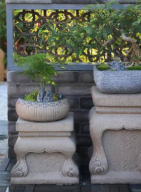 户外花园庭院摆件人造石墩凳子别墅阳台门口布置小花盆装饰品底座