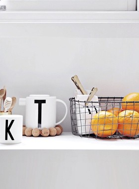 现货丹麦北欧极简字母骨瓷茶壶