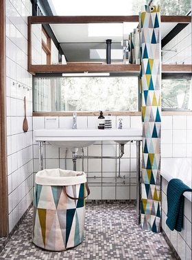 fermLiving条纹几何防水浴帘