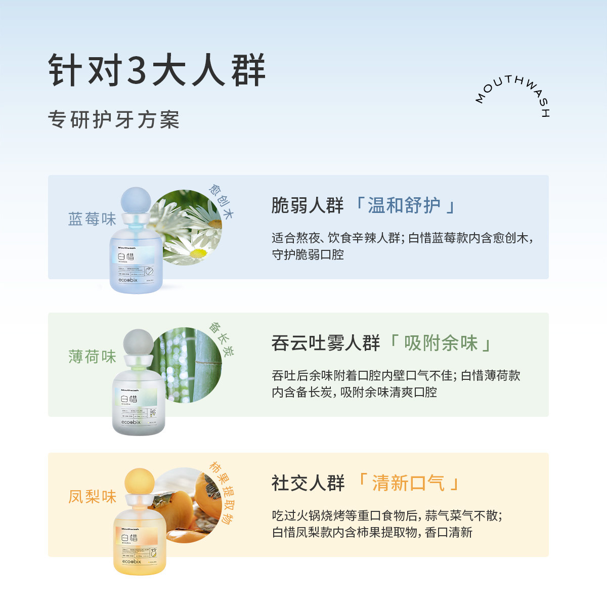 果植养护白惜餐后抗糖漱口水益生菌 白惜漱口水