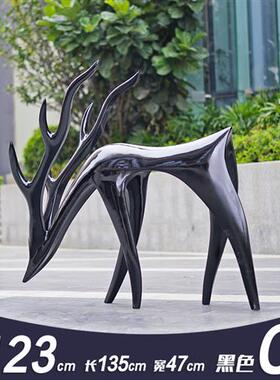 室外抽象梅花鹿雕塑玻璃钢园林草坪景观商城大型造景动物模型摆件