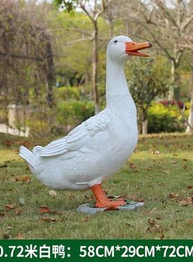 玻璃钢仿真鸭子雕塑户外公园装饰品绿头鸭番鸭白鸭摆件家禽大模型