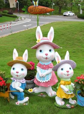 户外花园景观小品装饰兔子花盆幼儿园草坪摆件卡通动物售楼处雕塑