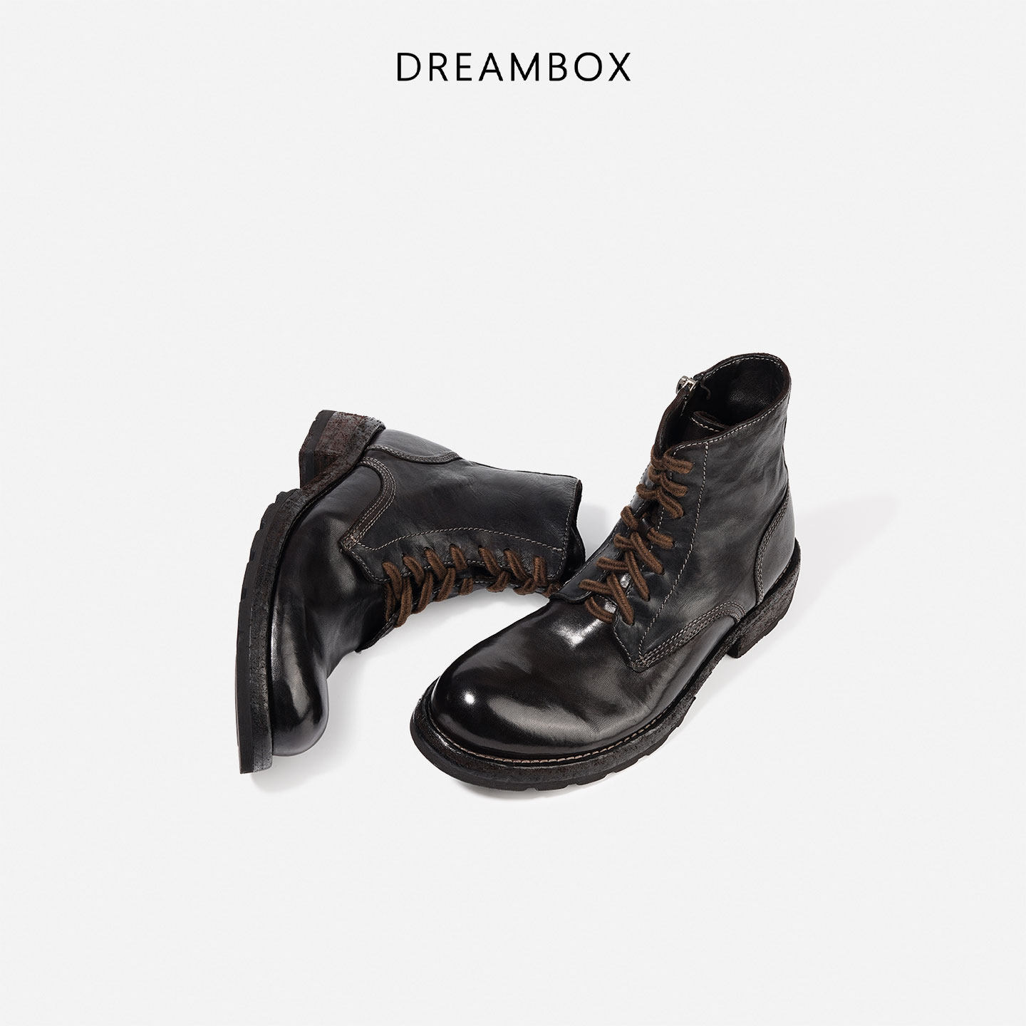 dreambox钧博水洗马皮英伦复古马丁靴2025秋冬新款时尚潮酷女靴,淘宝优惠券,粉丝福利购,淘宝优惠卷