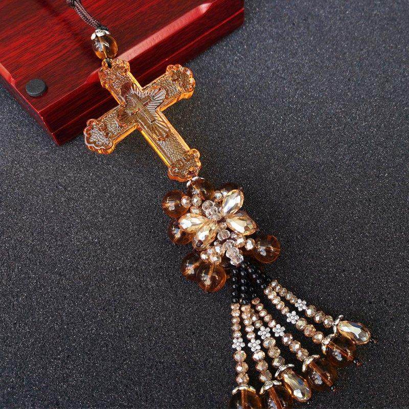 高档奢华琉璃十字架汽车挂件 车载创意车内饰品男女挂饰高级礼品,淘宝优惠券,粉丝福利购,淘宝优惠卷