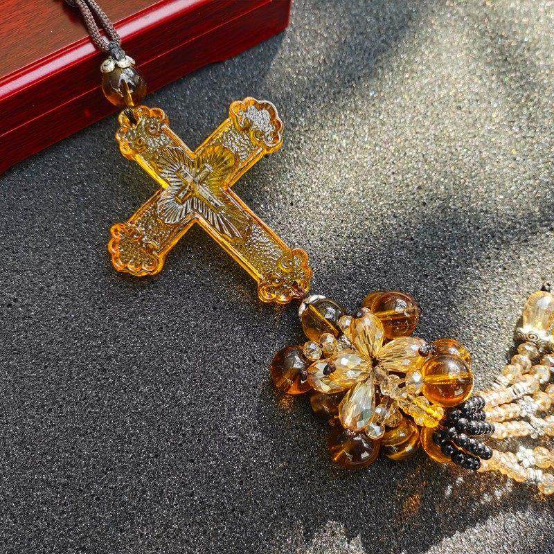 高档奢华琉璃十字架汽车挂件 车载创意车内饰品男女挂饰高级礼品,淘宝优惠券,粉丝福利购,淘宝优惠卷