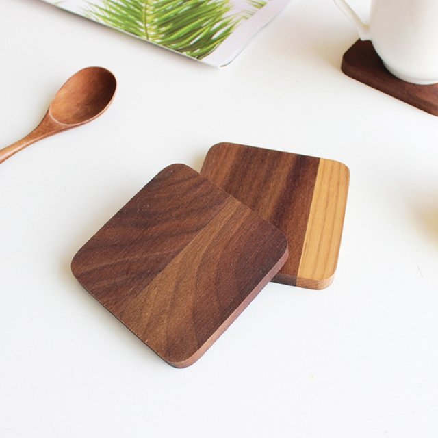 Wooden Coasters for Drinks Walnut Wooden Drink Coasters Heat - 图1