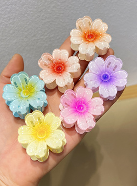 跨境鸡蛋花抓夹小号花朵发夹女海边度假风盘发鲨鱼夹头发夹子