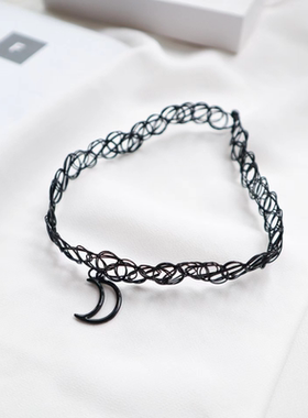 欧美编织松紧弹性项链鱼线女锁骨链颈带项圈学生纹身脖饰女