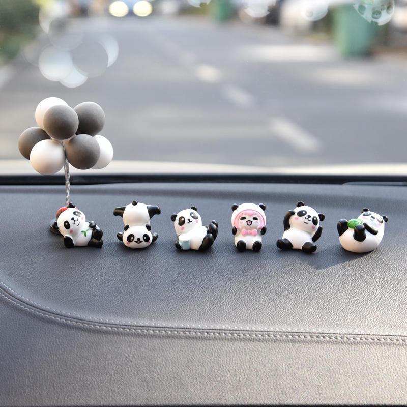 网红创意汽车屏幕显示屏摆件可爱熊猫车载玩偶中控台车内装饰用品