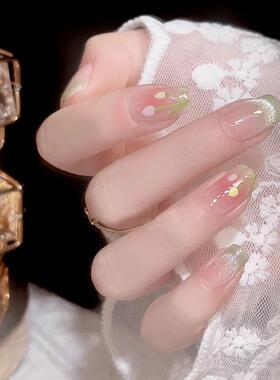 24pcs Jelly Press on Fake Nails Set Short Acrylic Long Coff