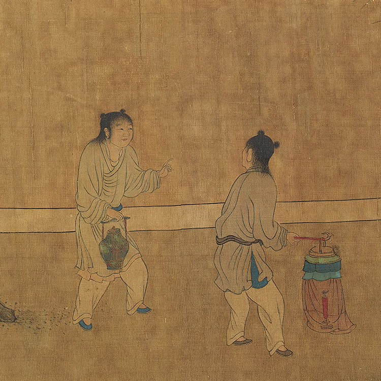 1:1 明仇英春夜宴桃李园图台北故宫藏画真迹微喷复制品临摹装饰画 - 图2