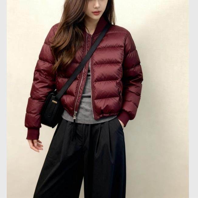 现货！酒红色轻薄排骨羽绒服棉服女短款小个子巨好看新年冬装外套,淘宝优惠券,粉丝福利购,淘宝优惠卷