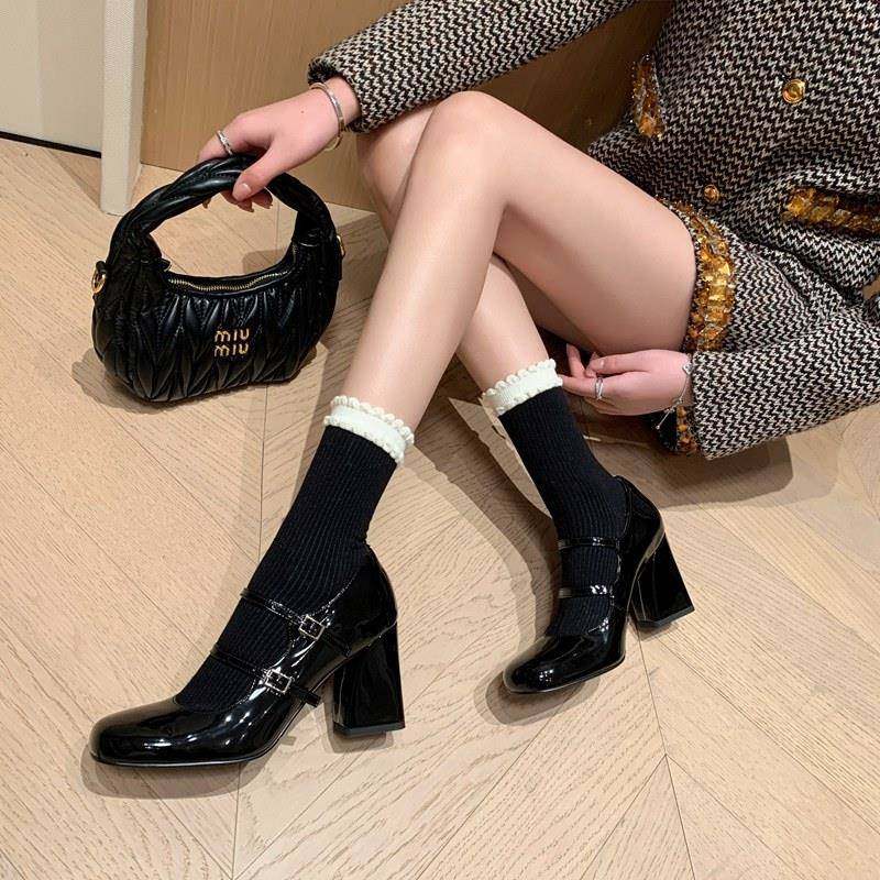 苏黎晚宴~ 法式优雅漆皮圆头粗跟玛丽珍鞋女气质高跟鞋配裙子婚鞋,淘宝优惠券,粉丝福利购,淘宝优惠卷