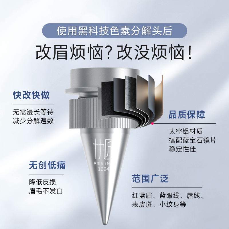 十九匠黑科技万能洗眉头无创色素分解微孔1064/532改眉配套工具-图1