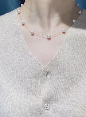 高配满天星项链18k金珍珠