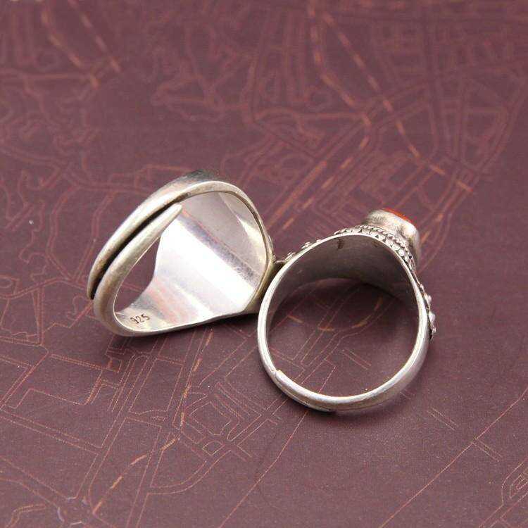 Inlaid open men's and women's rings Tibetan style retro