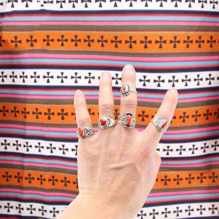 Inlaid open men's and women's rings Tibetan style retro