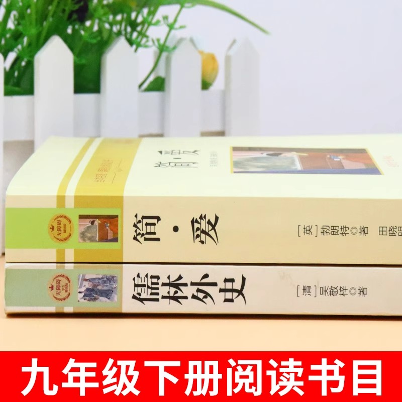 简爱和儒林外史九年级必读正版原著完整版配套人教版初三3下册课外阅读书籍初中生九下的课外书名著语文书目新华书店 - 图0