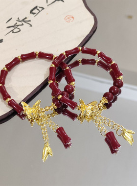 爆款中式古风金手链小众竹节森系