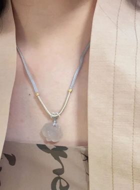 新中式仿玉髓莲花吊坠项链