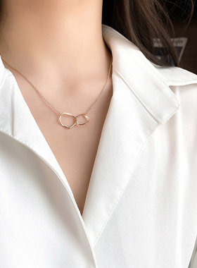 不规则金属环环相扣简约项链网红