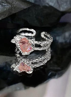 粉爱心戒指女新款爆款高颜值潮