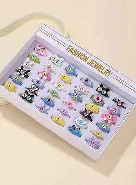 可爱小怪兽新款儿童戒指多巴胺