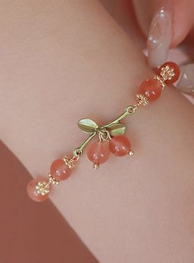 森系樱桃手链小清新百搭款