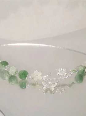 中式古风绿色青青子衿清冷手链复古手饰手串小众设计礼物