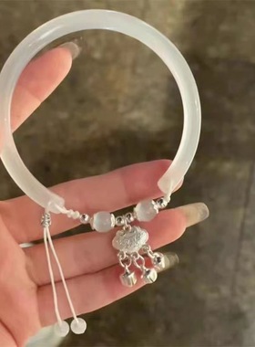 平安锁铃铛流苏手镯小众设计半