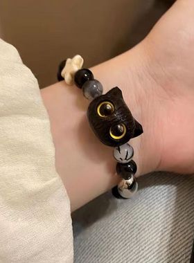 复古风情侣串珠猫咪手链