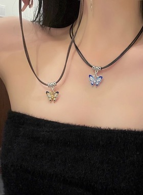 复古皮绳吊坠项链女新款潮小众