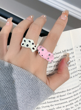 个性彩色珐琅滴釉不规则食指戒指