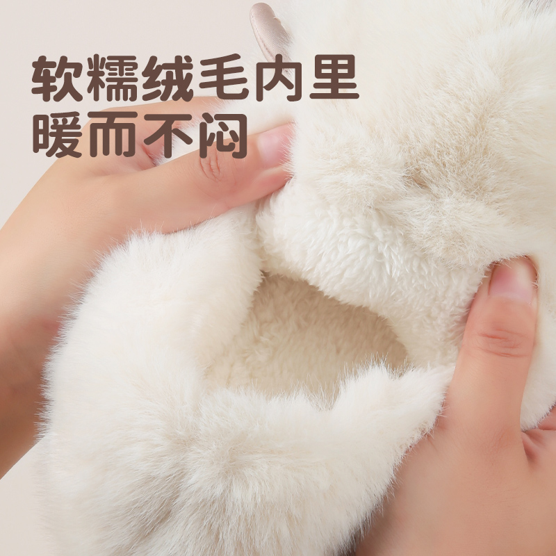 可爱猫爪棉拖鞋女室内家居保暖厚底情侣包跟毛绒拖鞋男冬天撸猫感