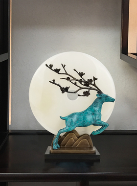 工艺圆满铜鹿新中式风原创意摆件